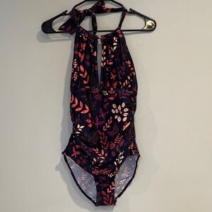 NWT JoyAria Navy Leaf One Piece Swimsuit Size Medium